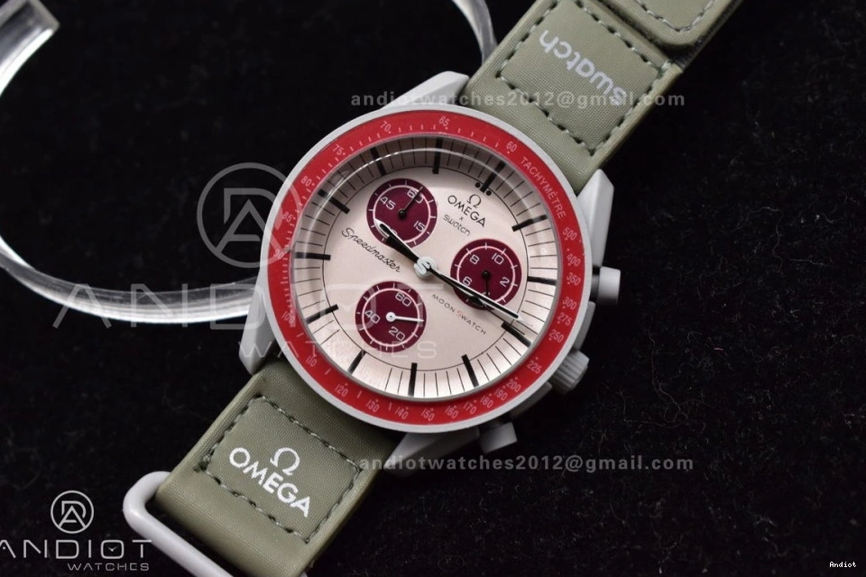 Swatch Strap Mission Moonwatch Omega to Quartz Pluto Nylon x Bioceramic on 0319